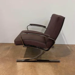 Walter Knoll Loungesessel|Sessel Berlin Chair Leder Vintage 65 1412 Chestnut Braun Gestell Schwarz Chrom Mit Kunststoffgleitern