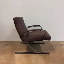 Walter Knoll Loungesessel|Sessel Berlin Chair Leder Vintage 65 1412 Chestnut Braun Gestell Schwarz Chrom Mit Kunststoffgleitern