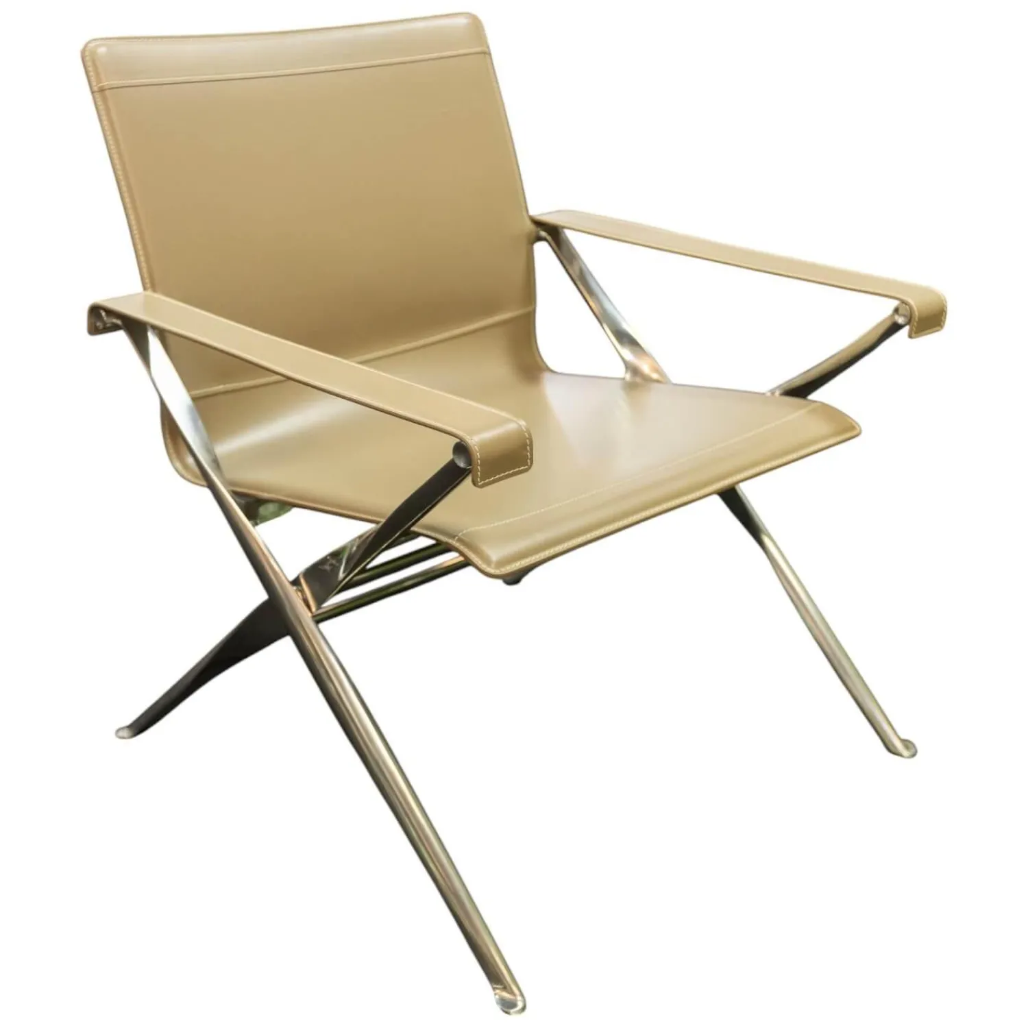 B&B Italia Einzelstühle|Relaxsessel|Sessel Beverly 14 Kernleder Tortora 1121280 Rahmen Aluminium