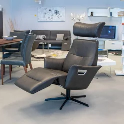 Conform Relaxsessel|Sessel Beyoung Leder Bolzano Schwarz 2545-85 Lava Braun X-Fuß Schwarz Rücken Hoch