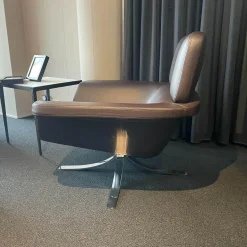 Minotti Relaxsessel|Sessel Blake Leder Braun Gestell Silber