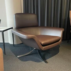 Minotti Relaxsessel|Sessel Blake Leder Braun Gestell Silber