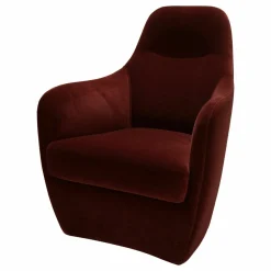 Wittmann Relaxsessel|Sessel Bonnie Stoff Velvet Samt Bordeaux Rot Füße Drehteller