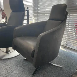 IP Design Relaxsessel|Sessel Boss Bezug Leder Star Graphit Gestell Viersternfuß Verchromt