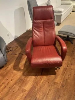 Activineo Relaxsessel|Sessel Boss Leder L30 WL Rouge Rot Gestell Metall Schwarz