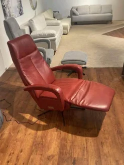 Activineo Relaxsessel|Sessel Boss Leder L30 WL Rouge Rot Gestell Metall Schwarz