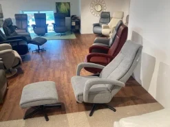 Activineo Relaxsessel|Sessel Boss Stoff 2 Cats 167 Zinc Grau Gestell Metall Schwarz Inklusive Hocker