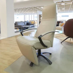 Jori Relaxsessel|Sessel Brainbuilder JR 7760 Mono Move Maxi Bezug Leder Celia Egg Beige 5 Strein Fuß Ellipse Lackiert Schwarz