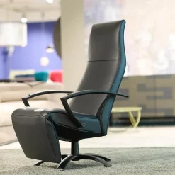 Jori Relaxsessel|Sessel Brainbuilder Mono Move Black Edition Leder Celia Nero Schwarz 5 Stern Fuß Ellipse Schwarz Lackiert