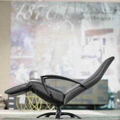 Jori Relaxsessel|Sessel Brainbuilder Mono Move Black Edition Leder Celia Nero Schwarz 5 Stern Fuß Ellipse Schwarz Lackiert