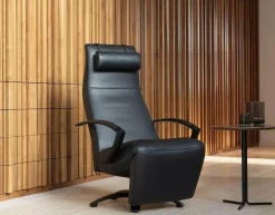 Jori Relaxsessel|Sessel Brainbuilder Multi Move Medi Black Edition Leder Celia Nero Schwarz 5 Stern Fuß Ellipse Schwarz Lackiert