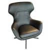 Marelli Loungesessel|Sessel Brera 9BRE104 Bezug Leder Dollaro 7150 Schwarz Drehgestell OPM6 RAL 9017 Schwarz