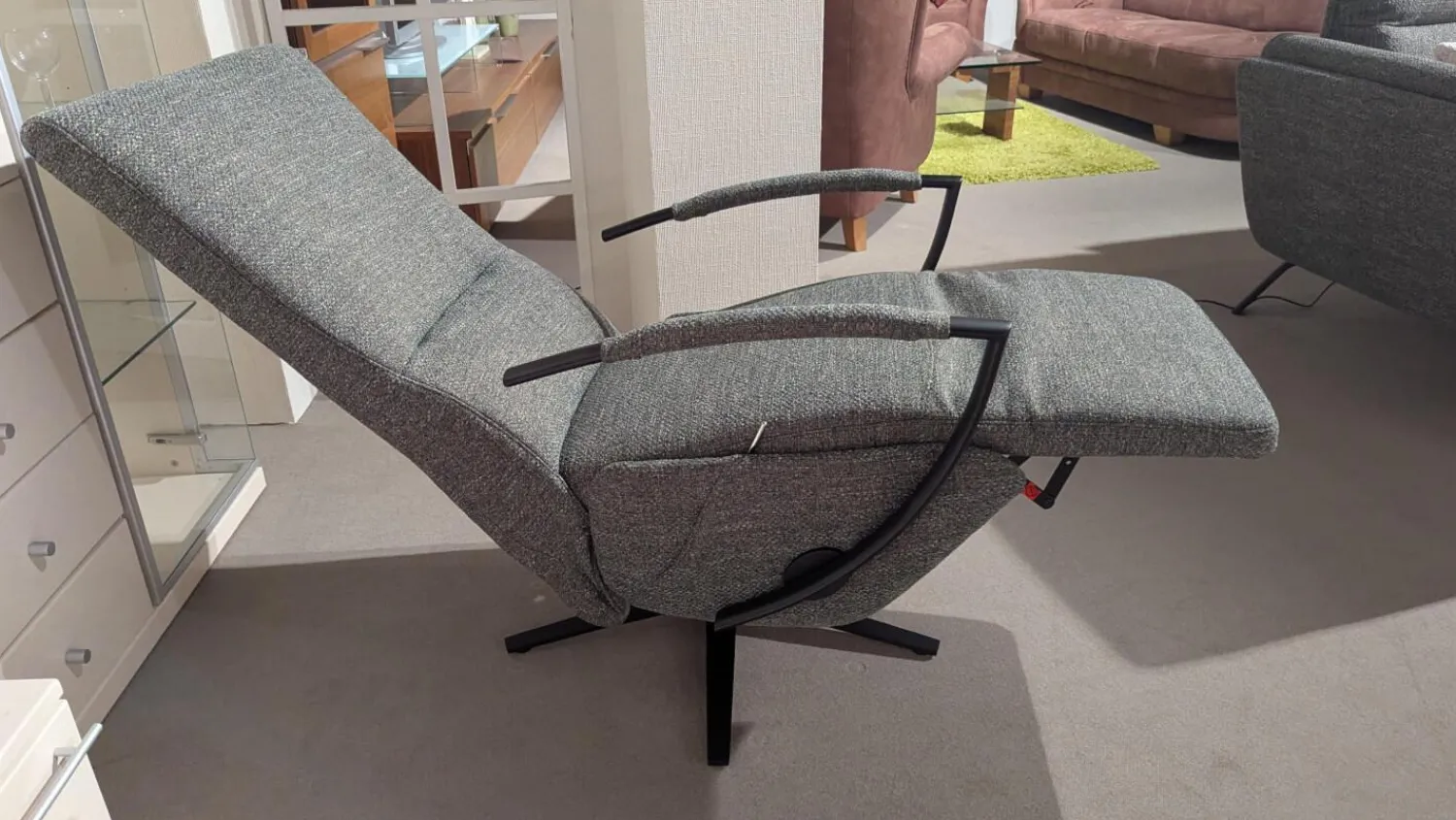 Poco Relaxsessel|Sessel Brixton Style ModernBrixton Style Grau Sternfuß Schwarzmatt Verstellung Mechanisch