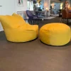 Cierre Relaxsessel|Sessel Bubba Leder Nabuk 80 Giallo Gelb mit Hocker