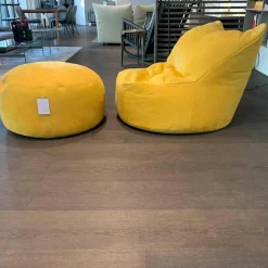 Cierre Relaxsessel|Sessel Bubba Leder Nabuk 80 Giallo Gelb mit Hocker