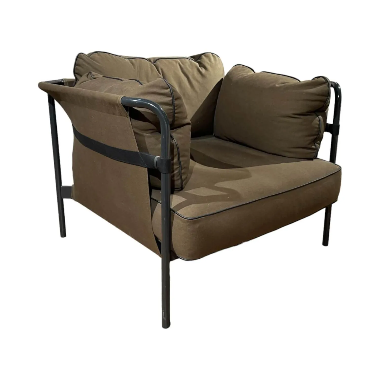 Hay Loungesessel|Sessel Can Stoff Canvas Army Braun Gestell Stahl Pulverbeschichtet Grau