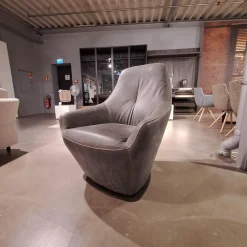 Leolux Loungesessel|Sessel Cantate Bezug Leder Danza 315 Mirage Grau Stahlfuß Epoxy E2200 Nuit Grau Garnfarbe 899 Ocker Braun