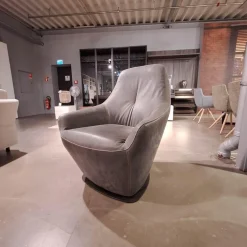 Leolux Loungesessel|Sessel Cantate Bezug Leder Danza 315 Mirage Grau Stahlfuß Epoxy E2200 Nuit Grau Garnfarbe 899 Ocker Braun