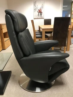 Hukla Relaxsessel|Sessel Canyon+ Large Bezug Leder Credo Farbe Anthrazit Metall Drehteller Mit Kopfpolsterverstellung Und Rückenverstellung