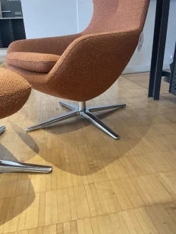 Leolux Relaxsessel|Sessel Caruzzo 662 100 Stoff Monza 27 Rost Braun Rot Gestell Pure Aluminium Poliert Inklusive Hocker