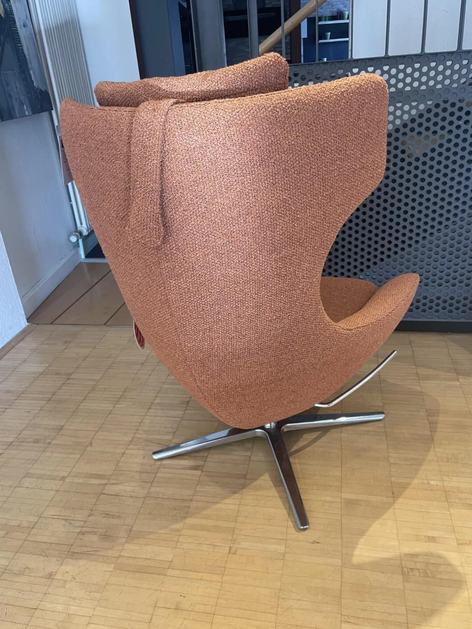 Leolux Relaxsessel|Sessel Caruzzo 662 100 Stoff Monza 27 Rost Braun Rot Gestell Pure Aluminium Poliert Inklusive Hocker