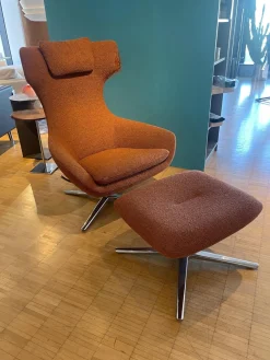 Leolux Relaxsessel|Sessel Caruzzo 662 100 Stoff Monza 27 Rost Braun Rot Gestell Pure Aluminium Poliert Inklusive Hocker