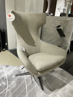 Leolux Relaxsessel|Sessel Caruzzo Stoff 24922 Varese 22 Angora Beige Gestell Aluminium Poliert