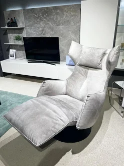 Bullfrog Relaxsessel|Sessel Charles Leder Crazy Nubuk Beige Grau 2510 41 Platte Rund Schwarz Matt Pulverbeschichtet Inklusive Nackenkissen