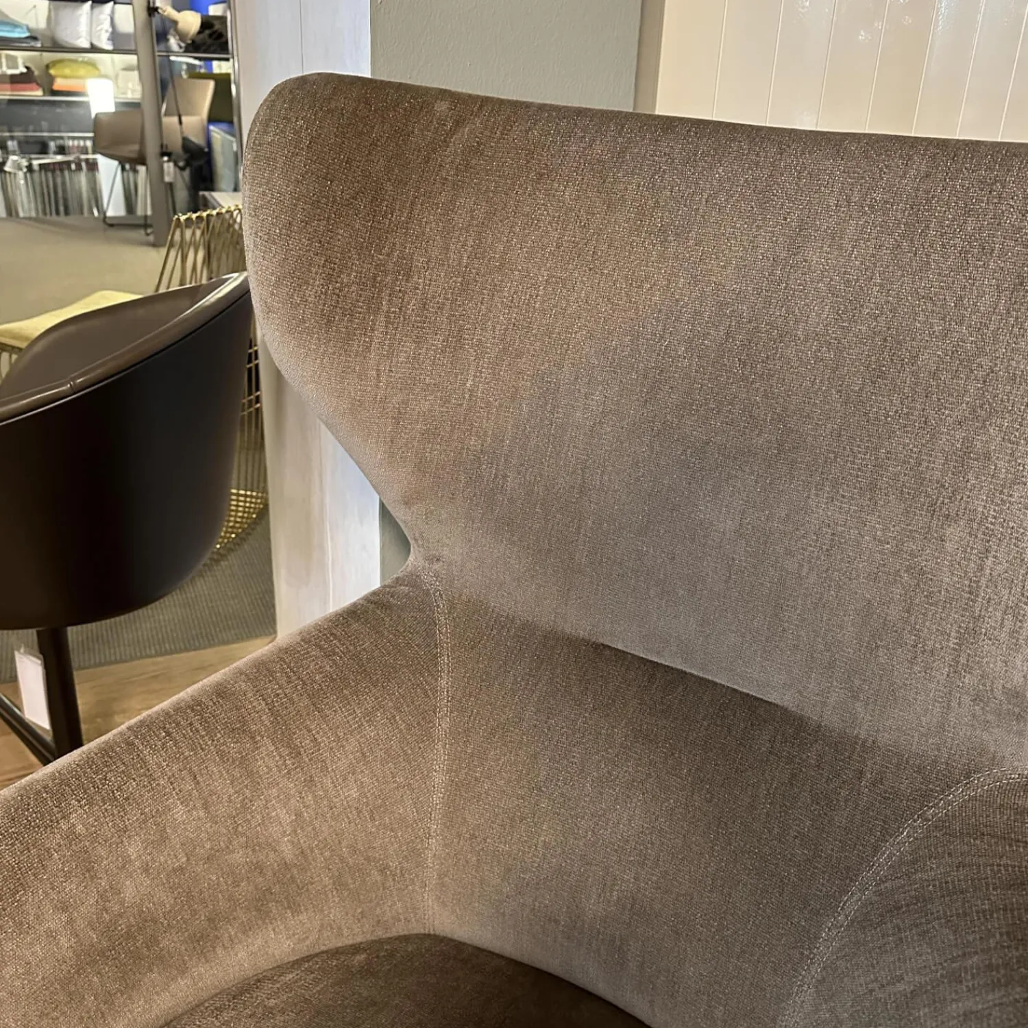 Molteni & C Relaxsessel|Sessel Chelsea CP0 1 Stoff Kubrick K 1930 Grau Gestell Eukalyptus Mit Hocker Leder Luxor L1364