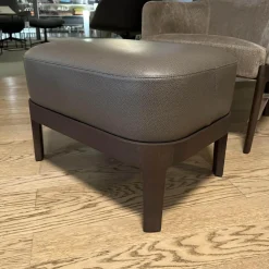 Molteni & C Relaxsessel|Sessel Chelsea CP0 1 Stoff Kubrick K 1930 Grau Gestell Eukalyptus Mit Hocker Leder Luxor L1364