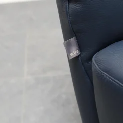 Edra Loungesessel|Sessel Chiara Bezug Leder P 9165 78 Dunkelblau Drehgestell Metall Verchromt