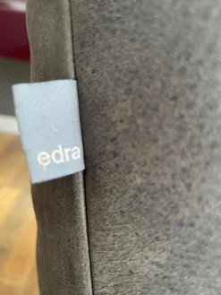 Edra Loungesessel|Sessel Chiara Leder PLX Tessuto 9620 Anthrazit Gestell Und Füße Stahl Verchromt Mit Hocker
