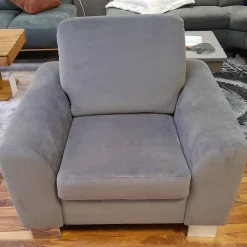 Zehdenick Fernsehsessel|Sessel Cincinatti Bezug Sam Grau Fuß Chrom