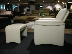 Erpo Relaxsessel|Sessel City Bezug Leder 42.310 Beige Mit Hocker