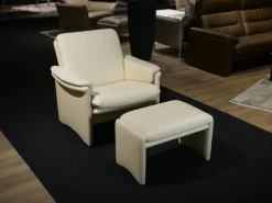 Erpo Relaxsessel|Sessel City Bezug Leder 42.310 Beige Mit Hocker