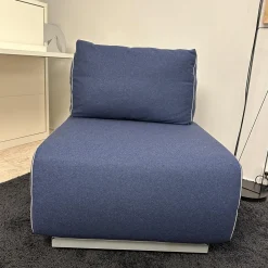 Softline Relaxsessel|Sessel City Schlafsessel Stoff Felt Melange Blau Gestell Aluminiumfarbig Mit Kissen