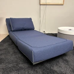 Softline Relaxsessel|Sessel City Schlafsessel Stoff Felt Melange Blau Gestell Aluminiumfarbig Mit Kissen