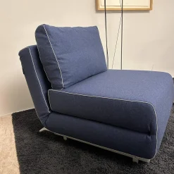 Softline Relaxsessel|Sessel City Schlafsessel Stoff Felt Melange Blau Gestell Aluminiumfarbig Mit Kissen