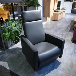 Erpo Relaxsessel|Sessel CL 17215 Leder 190 Basalt 190359 Tellerfuß Edelstahl Doppelsteppnaht