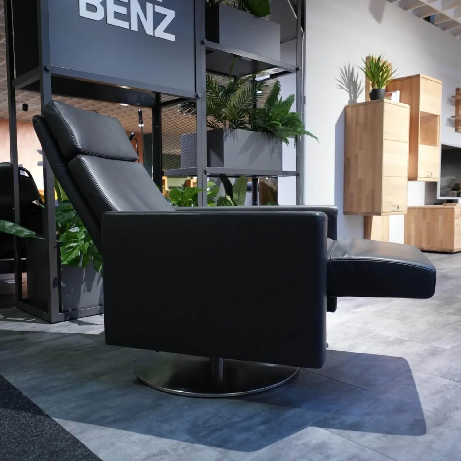 Erpo Relaxsessel|Sessel CL 17215 Leder 190 Basalt 190359 Tellerfuß Edelstahl Doppelsteppnaht