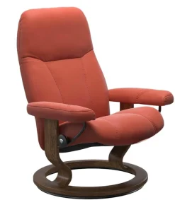 Stressless Relaxsessel|Sessel Consul 1145010 S Bezug Leder Batick Burgundy Rot Gestell Teakholz Gebeizt