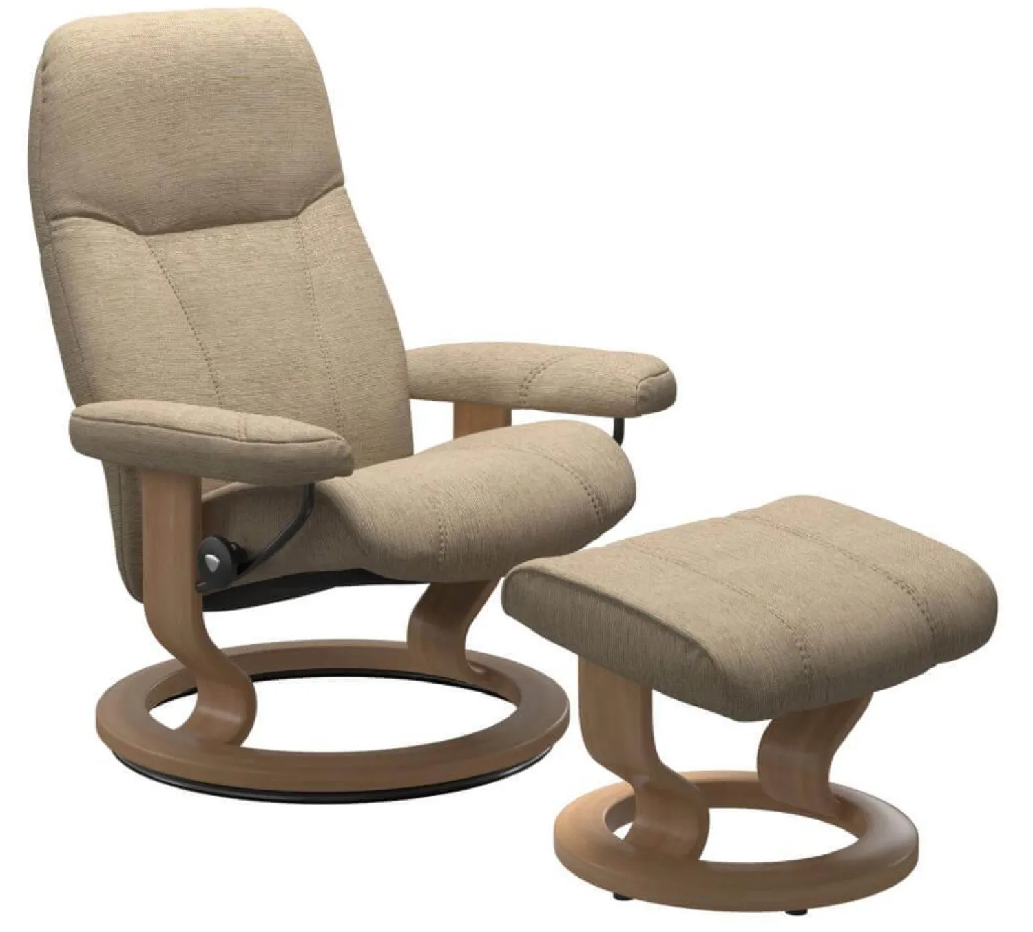 Stressless Relaxsessel|Sessel Consul S Stoff Jasmine 43 Almond Beige Gestell Classic 04 Eiche Inklusive Hocker