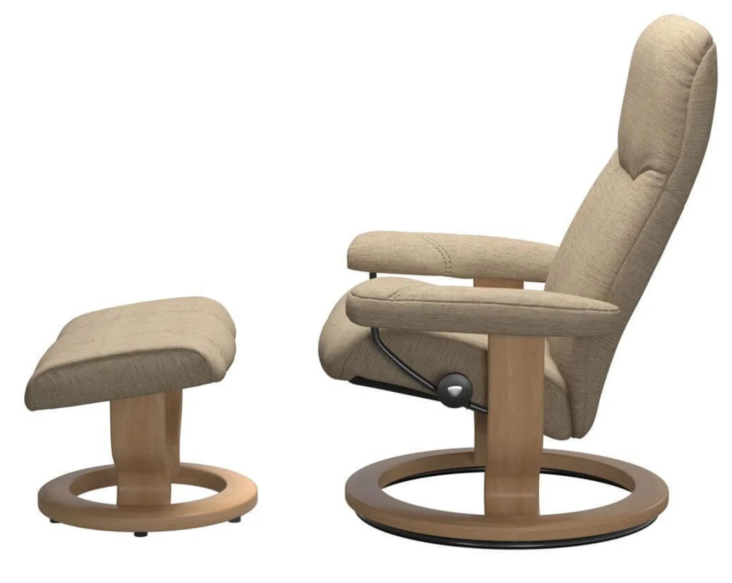 Stressless Relaxsessel|Sessel Consul S Stoff Jasmine 43 Almond Beige Gestell Classic 04 Eiche Inklusive Hocker