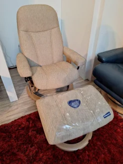 Stressless Relaxsessel|Sessel Consul S Stoff Jasmine 43 Almond Beige Gestell Classic 04 Eiche Inklusive Hocker