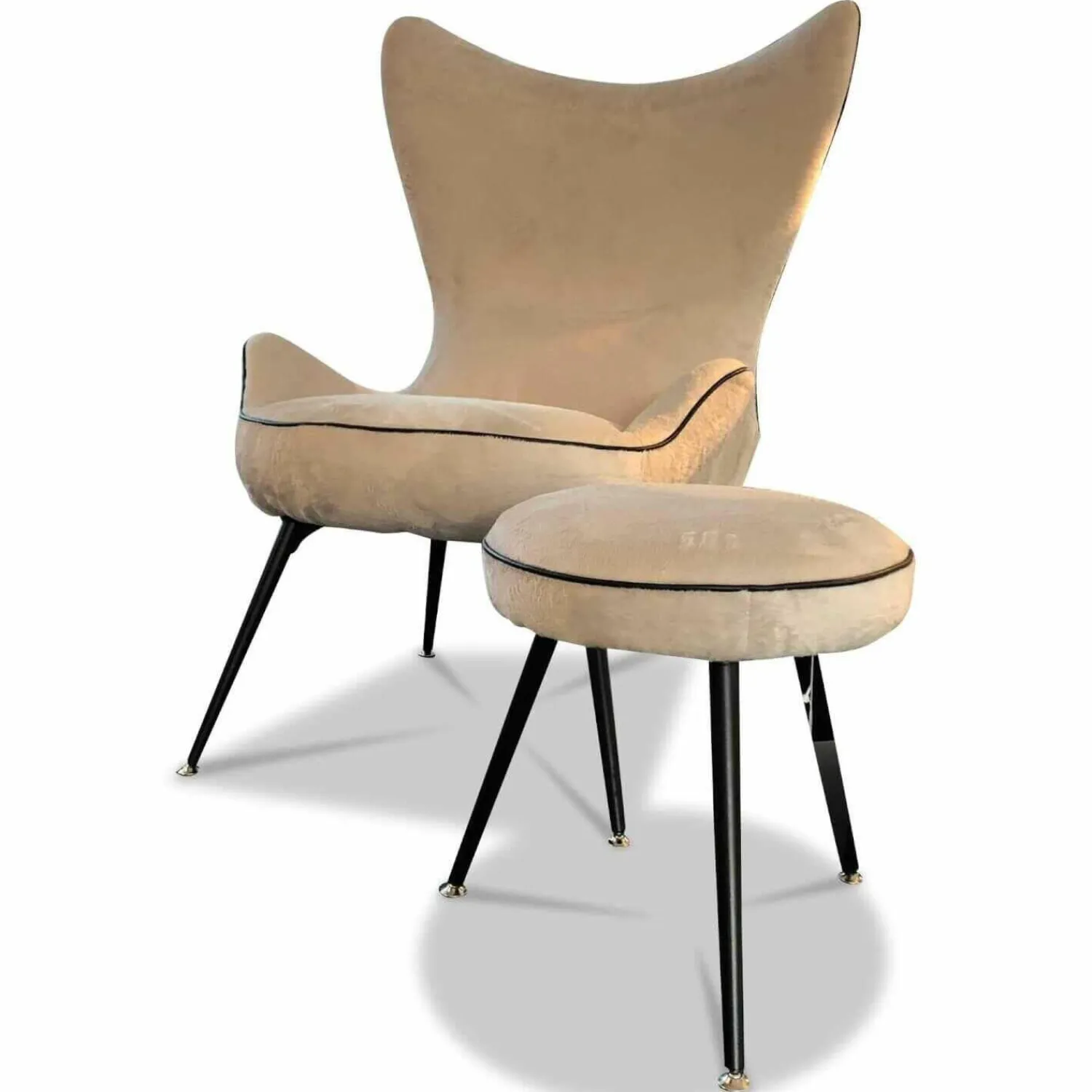 Wittmann Relaxsessel|Sessel Contessa 1956 Stoff Yukon Snow Keder Schwarz Gestell Schwarz