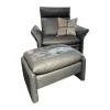 Erpo Relaxsessel|Sessel Cuneo Extra Hoch Leder 250 059 Anthrazit Inklusive Hocker