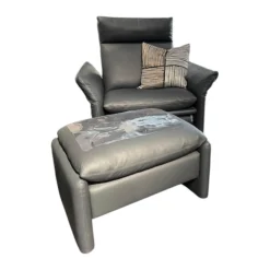 Erpo Relaxsessel|Sessel Cuneo Extra Hoch Leder 250 059 Anthrazit Inklusive Hocker