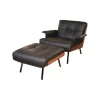 Minotti Loungesessel|Sessel Daiki Daip88ps Leder Aspen 01 Carbone Pelle Nature Schwarz Schale Palisander Mit Hocker