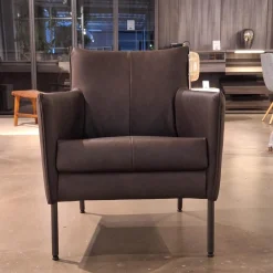 Bert Plantagie Einzelstühle|Sessel Dalia Bezug Leder Timber LT0309 Cioccolate Schwarz Gestell Rundrohr Fein Struktur 100 Kohl Schwarz