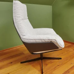 Bielefelder Werkstätten Relaxsessel|Sessel Daron Hoch Stoff Alice IP 1750 171 Beige Grau Kreuzfuß Schwarz Matt